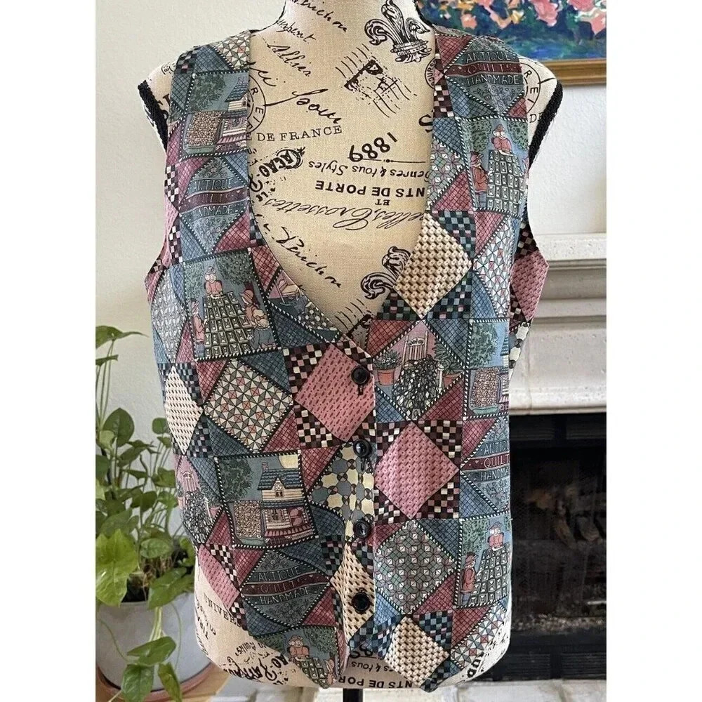 Vintage 111 Main Quilted‎ Patchwork Vest Cottagecore Handmade S/M